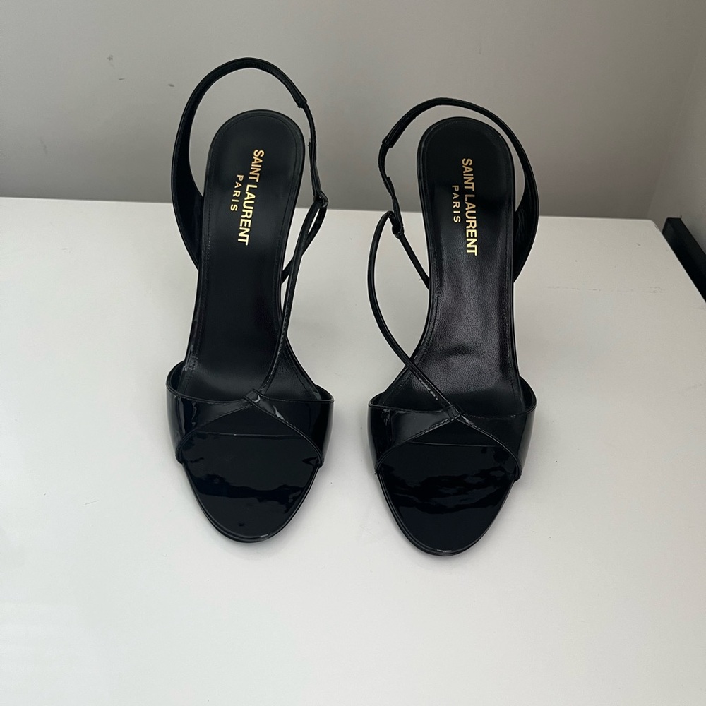 Saint Laurent Black Anouk Slingback Sandals Size 38 - Picture 2 of 7
